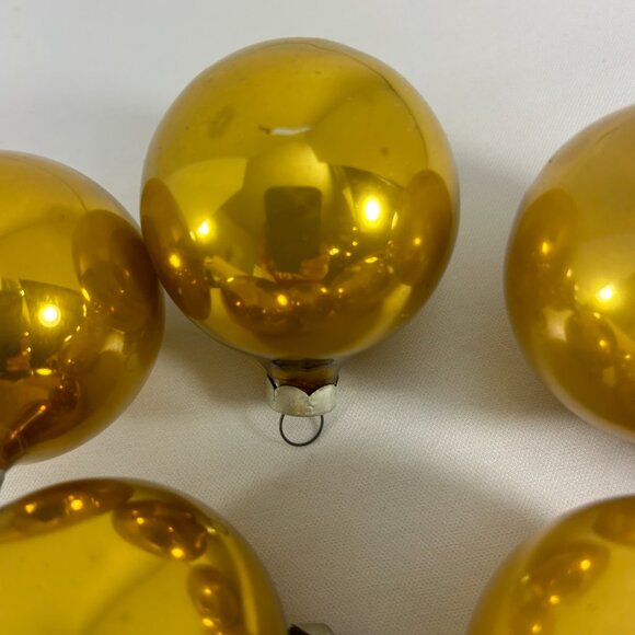 Vintage Noelle 9 Gold Glass Ball Christmas Ornaments USA Holiday W Box READ - Picture 5 of 7